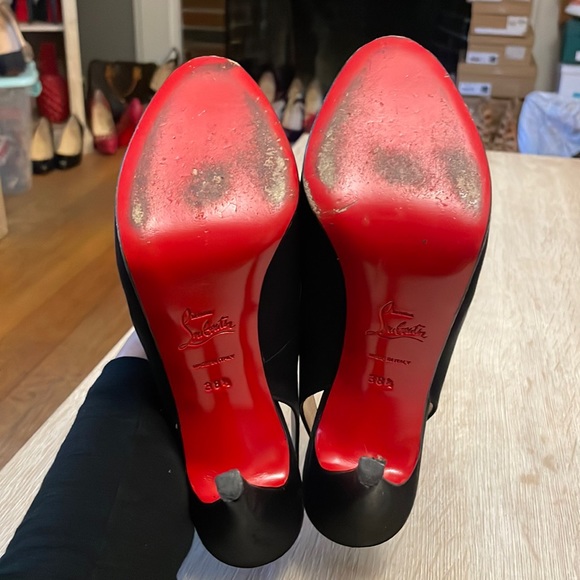 Louboutin No Prive 120MM Black Crepe Satin - 38.5 - Picture 9 of 10